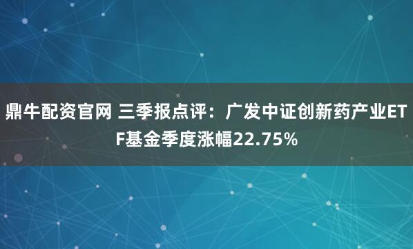 鼎牛配资官网 三季报点评：广发中证创新药产业ETF基金季度涨幅22.75%